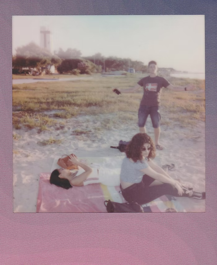 Friends on a road trip having fun.