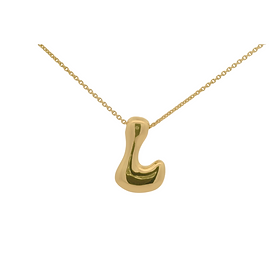 Beautiful gold bubble letter necklace from L'Héritage Fine Jewelry for your graduate.