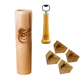 A mug made from a baseball bat from Dugout Mug featuring your dad's favorite baseball team