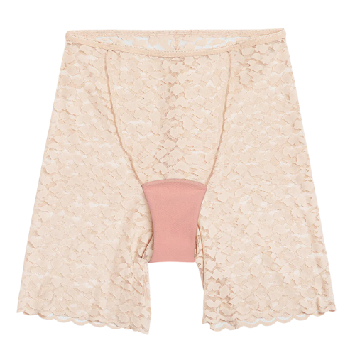 Beige lace leakproof underwear designed for comfort and protection.