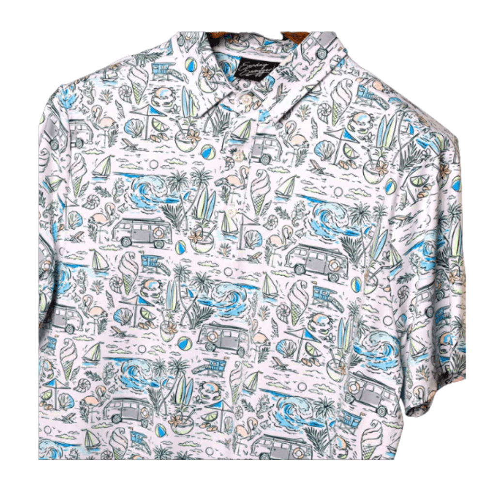 A bold, breathable polo by Sunday Swagger with UPF 40 sun protection.