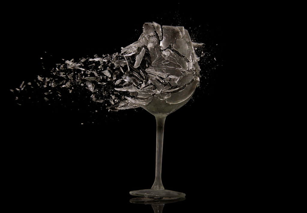 A glass breaking indicating Dry Januay.